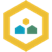 A yellow hexagon with blue and green figures

Description automatically generated