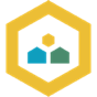 A yellow hexagon with blue and green figures

Description automatically generated