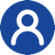 A blue circle with a white logo

Description automatically generated